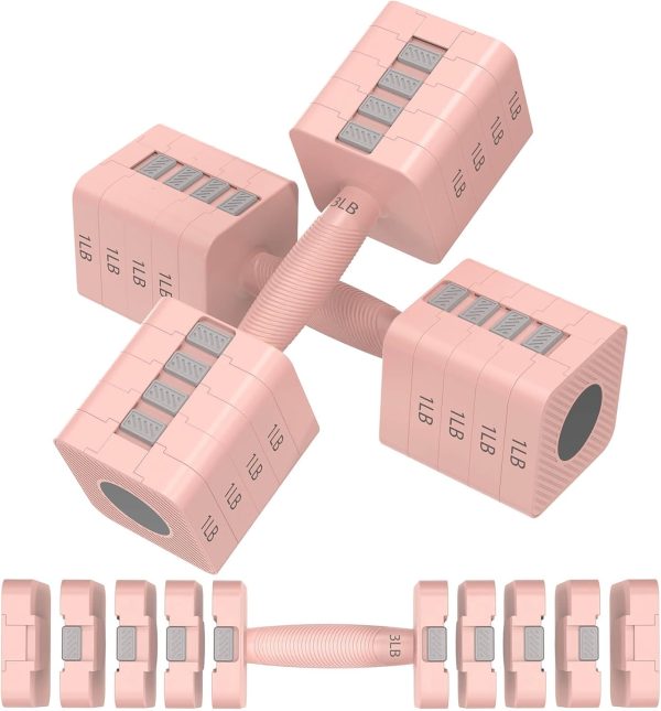Adjustable Dumbbells Set of 2, 5-in-1 Adjustable Weight Dumbbells for Women/Men, 3lb/5lb/7lb/9lb/11lb Dumbbell Weights Set for Home Gym Workout