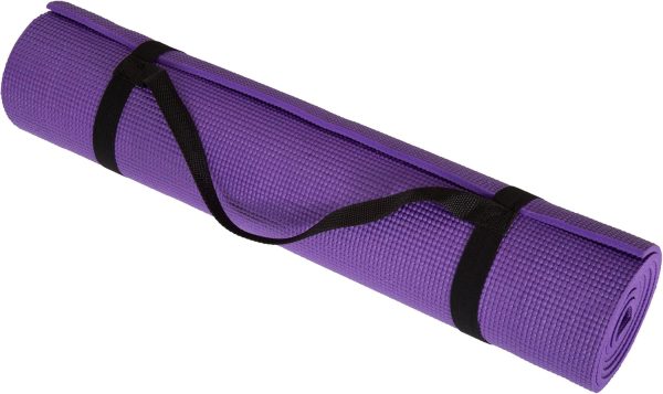 Yoga Mat - Thick Double-Sided Foam Gym and Workout Equipment - Padded Fitness Surface for Pilates with Carrying Strap by  (Purple)